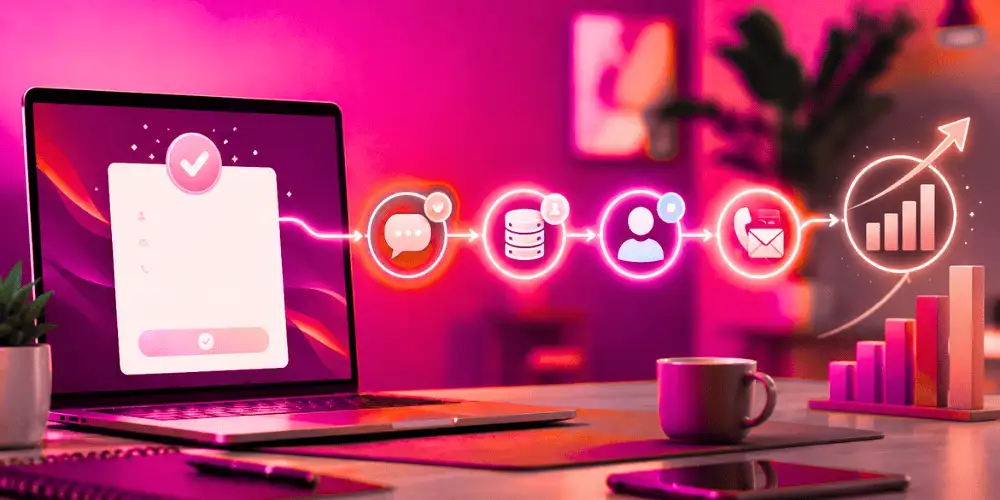Flujo de lead desde formulario web hasta CRM y seguimiento