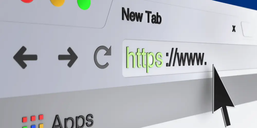 Navegador web como ejemplo de landing page o página de servicio